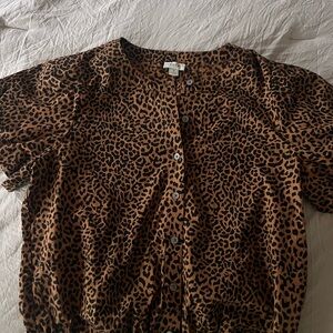 J. Crew Brown and Black Animal Print Shirt